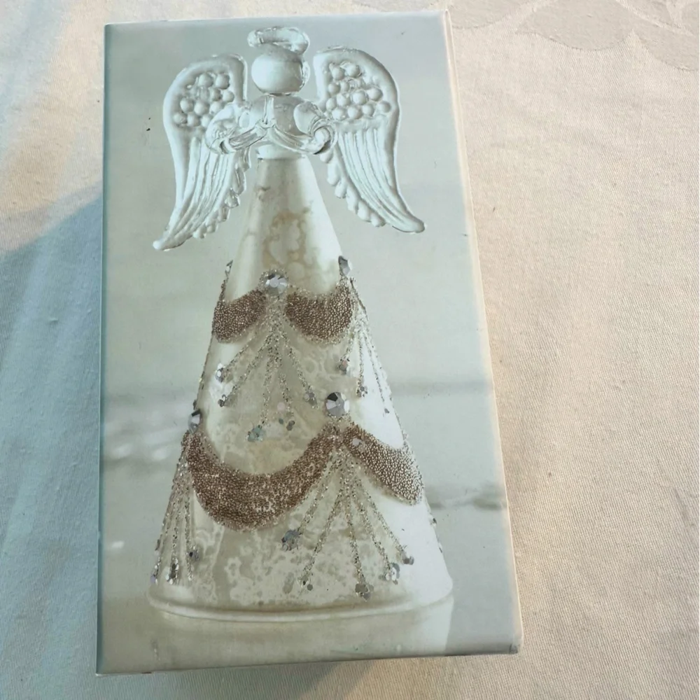 Angel Statue Still In Box Delicate Crystal w/Gold Accents